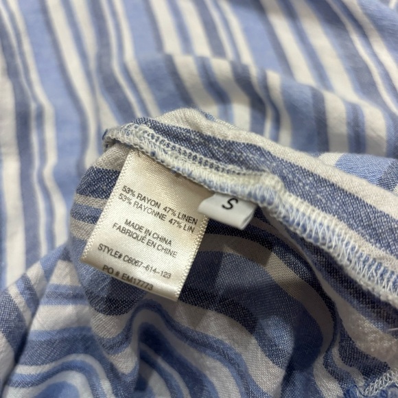 Cloth & Stone Small Shirt Dress western fray striped Roll Tab Sleeves - Picture 12 of 12